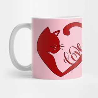 Red Valentines Cat Heart Mug